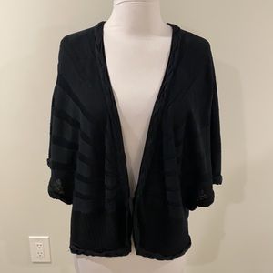 Ming Wang Black Dolman Sleeve Textured Cardigan